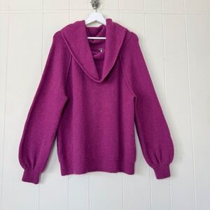 Free People Womens Cowl Neck Balloon Sleeve Wool Blend Sweater Size L Boho